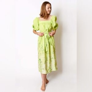 Ann Mashburn Floral Nicolette Dress- Lime
